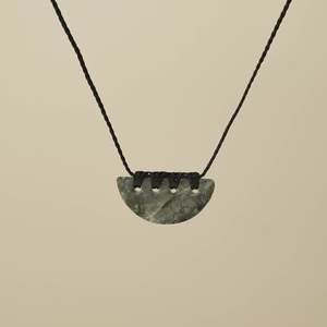 Pendants: Kōuma Breastplate Inanga Small Pounamu Pendant, Black Binding