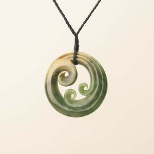Flower Porowhita Triple Koru Pounamu Large Pendant