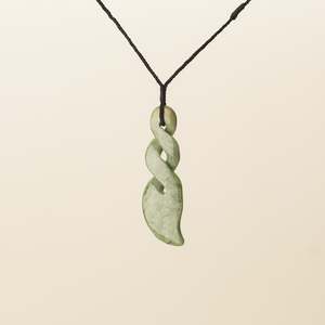 Raukaraka Large Double Pikorua Pounamu Pendant