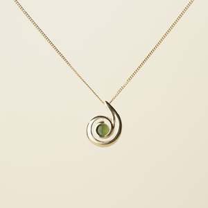 Koru Pendants: Kahurangi Pounamu Koru Pendant in 9k Gold