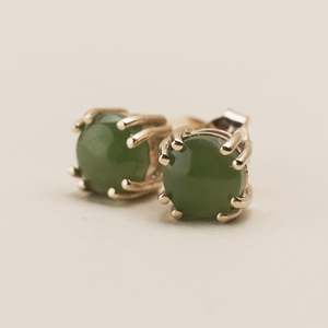 Earrings: Kahurangi Pounamu Stud Earrings in 9k Gold