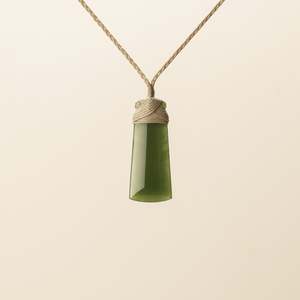 Strength: Small Toki Pounamu Pendant, Tan Binding