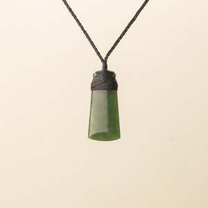 Strength: Small Toki Pounamu Pendant, Black Binding