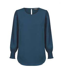 Shirred Cuff Soft Top - Ocean