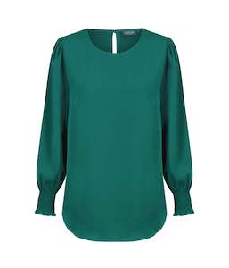 Shirred Cuff Soft Top - Emerald