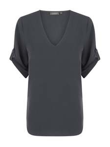 Corporate Office Wear: Reese V Neck Top - Silver