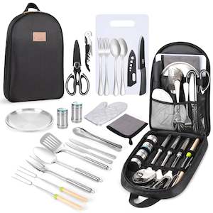 Outdoor: Camping Cooking Utensils Set- Camping Essentials Camping Accessories Gear Must Haves Camper Tent Camping Kitchen Equipment RV Cookware Supplies Gadgets Outdoor Stove Portable Picnic Gifts BBQ Stuff