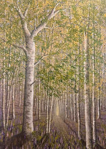 Rachael Errington: Old Birch with Lupins II