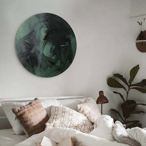 Green: Hand painted abstract round