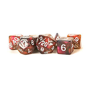 MDG Resin Poly 7 piece dice set: Stardust Supervolcano