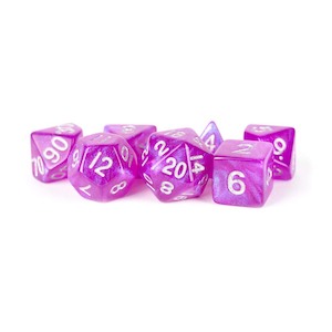 MDG Resin Poly 7 piece dice set: Stardust Purple