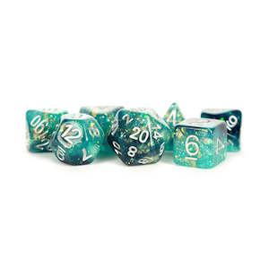 MDG Resin Poly 7 piece dice set: Eternal Teal/Black