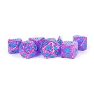 MDG Resin Poly 7 piece dice set: Flash Dice Purple