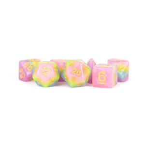 MDG Resin Poly 7 piece dice set: Pastel Fairy