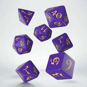 Polyhedral Dice: Q Workshop: Classic Purple & Yellow 7 Dice Set