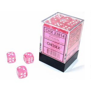 Dice: Chessex: Translucent Pink/white 12mm d6 Dice Block