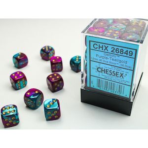Dice: Chessex: Gemini Purple-Teal/Gold 12mm d6 Dice Block (Copy)
