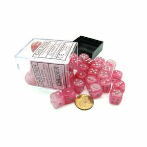 Dice: Chessex: Ghostly Glow Pink/Silver 12mm d6 Block (36)