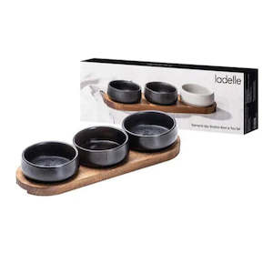 Elements Onyx Shallow Bowl + Tray Set