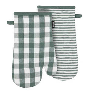 Eco Gingham Green 2pk Oven Mitt