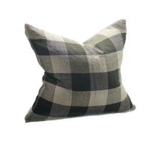 Decor: Linen Cushion Olive Check