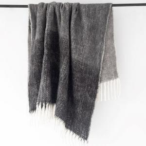 Blazing Daisy: Ombre Black & Grey Throw