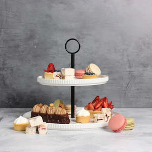 Gabel Teller: Matte White Ceramic 2 Tier Serving Platter