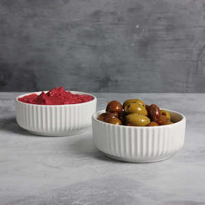 Gabel Teller: Matte White 4pc Ceramic Dip Bowls