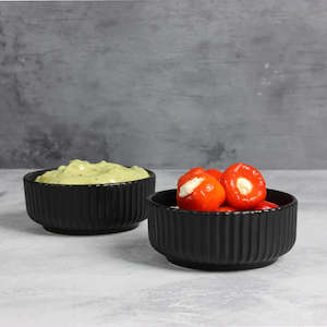 Gabel Teller: Matte Black 4pc Ceramic Dip Bowls
