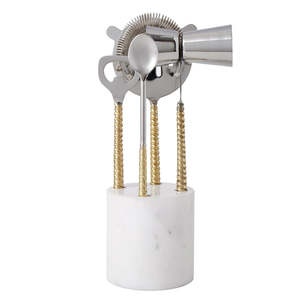 Ned Collections: Davis & Waddell Twisted Gold Handle and Marble Bar Set