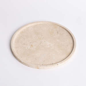 tray: Moon Round Tray Light Travertine