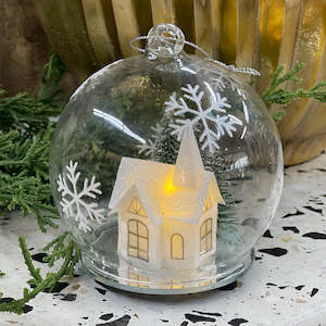 Christmas: 10cm Church Twinkle Globe
