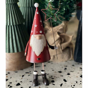 Metal Standing Santa w Stars on Hat