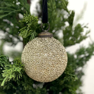 Christmas: Champagne Texture Glass Bauble