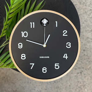 Wall Art: Karlsson Natural Cuckoo Black