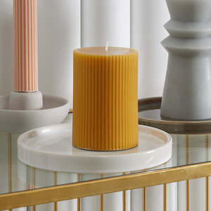 Ribbed Unscented Pillar Candle 7x10cm
