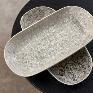 Ceramics: Black Lace Rice Dish