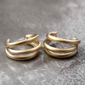 Tri Hoop Gold Earrings