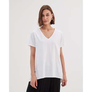V Neck Swing Tee White