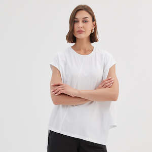 Asymmetric Seam Tee White