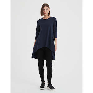 3/4 Sleeve Cascade Top Navy