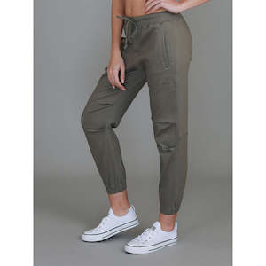 Torquay Pleated Canvas Jogger Khaki