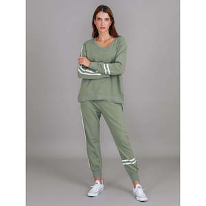 Third Story: Jamie 2 Stripes Sweater Sage Leaf