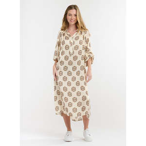 Italian Star: Valley Dress Print Beige OS