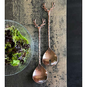Oh Deer Brushed Bronze Salad Servers