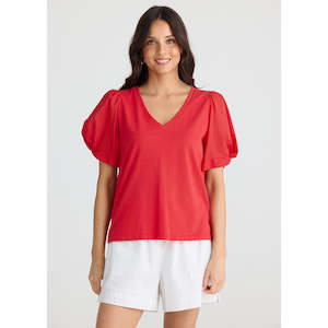 Sale: Abigail V-Neck Tee Chilli