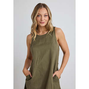 Easygoing Khaki Linen Midi Dress