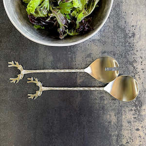 Serving Table: Oh Deer Brushed Gold Salad Servers