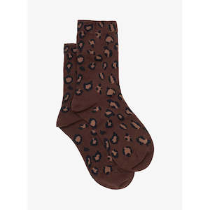Antler: Leopard Print Socks Chocolate