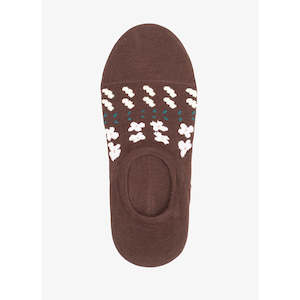 Chocolate Floral No Show Socks